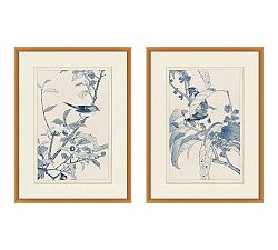 Birds In Blue Framed Paper Print