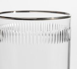 Etched Silver Rim Highball Glasses - Set of 4