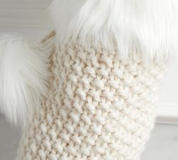 Knit Stocking with Faux Fur Trim