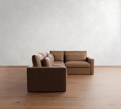 Westwood Square Arm Deep Seat Leather 3-Piece Sectional (122")