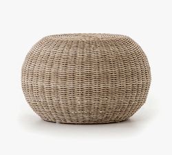 Encinitas Wicker Round Outdoor Accent Stool - Thumbnail 2