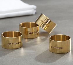 Give Thanks Gold Napkin Ring, Set of 4