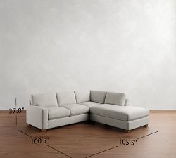 PB Comfort Modern Square Arm 3-Piece Bumper Sectional (106")
