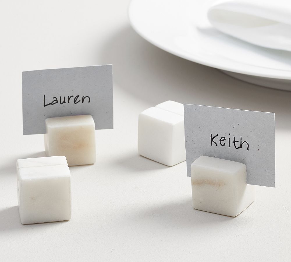 White Marble Cube Place Card Holders, Set of 4 - Set of 4