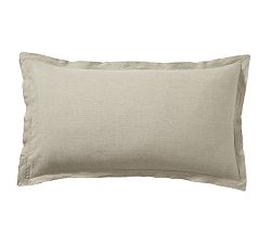 Open Box: Belgian Flax Linen Double Flange Sham, King Set of 2 - Bamboo