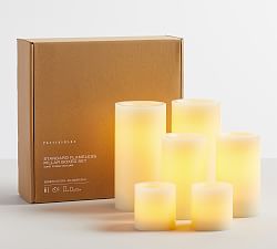 Standard Flameless Ivory Pillar Candles - Set Of 6
