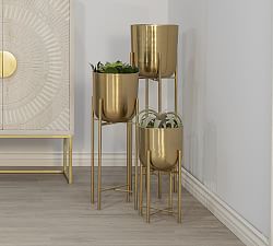 Warren Gold Stand Planters - Set of 3
