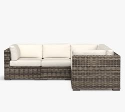 Huntington Wicker 5-Piece Square Arm Outdoor Sectional (99")