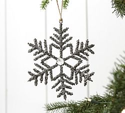 Silver Beaded Snowflake Ornament