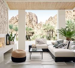 Handwoven Natural Fiber Round Pouf