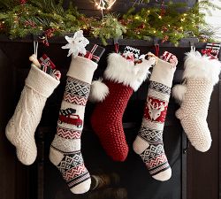 Knit Stocking with Faux Fur Trim