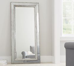 Marlena Antique Floor Mirror - Brushed Silver