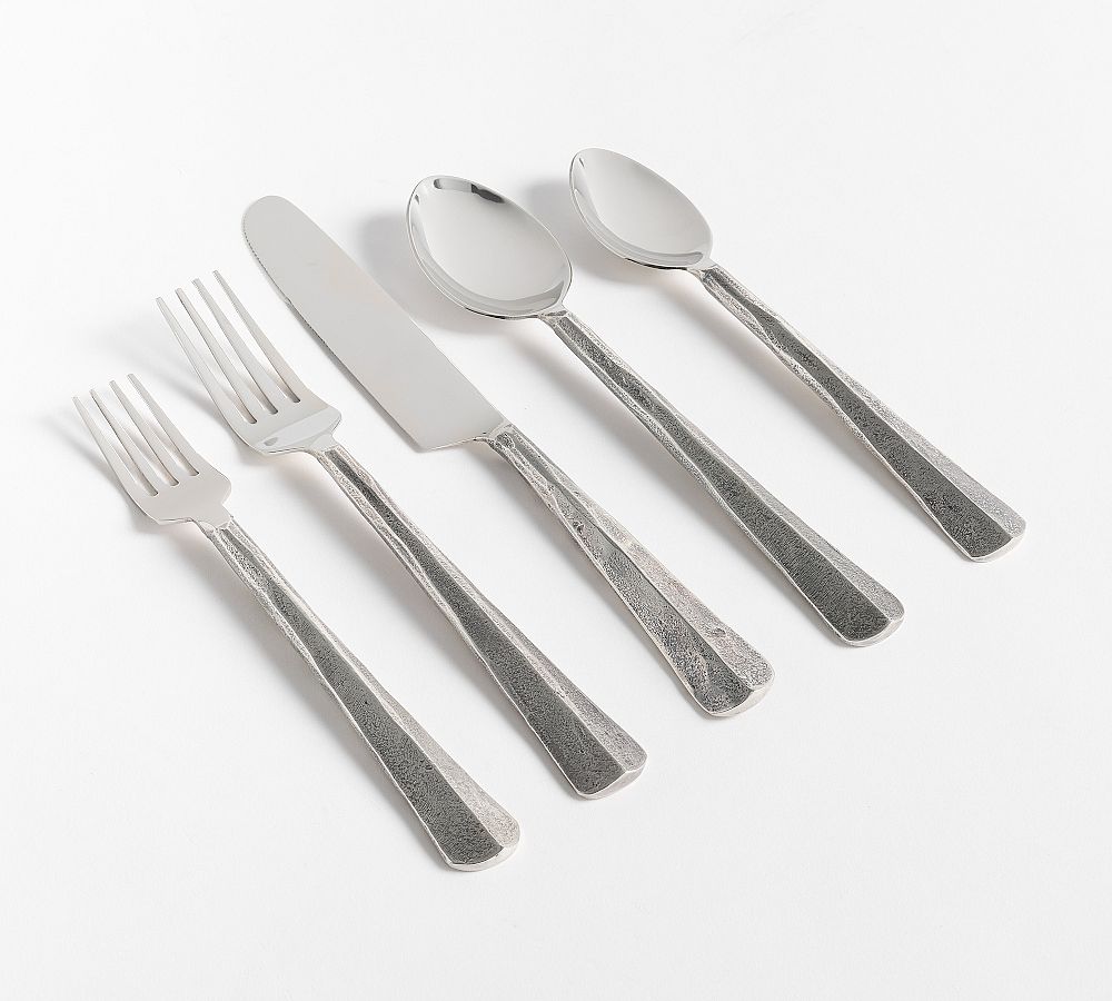 Ridge Flatware Set - Set of 5 - Satin Nickel