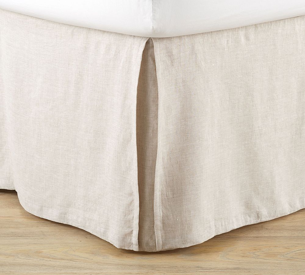 Belgian Flax Linen Bed Skirt with Side Pleats - KING