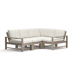 Indio Sect. 4pc-Crnr, 3 Outdoor Chair/LA/RA, HP Canvas; White
