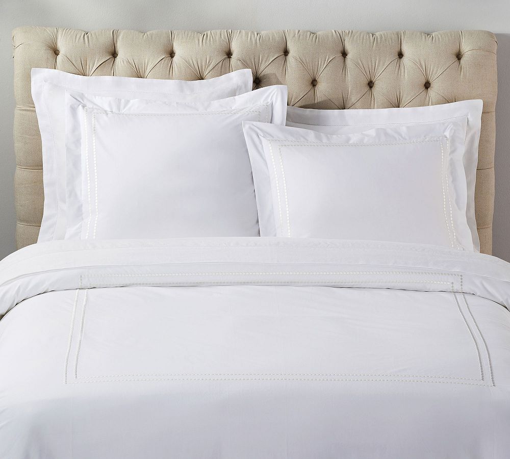 Pearl Organic Percale Duvet Cover - White, Full/Queen