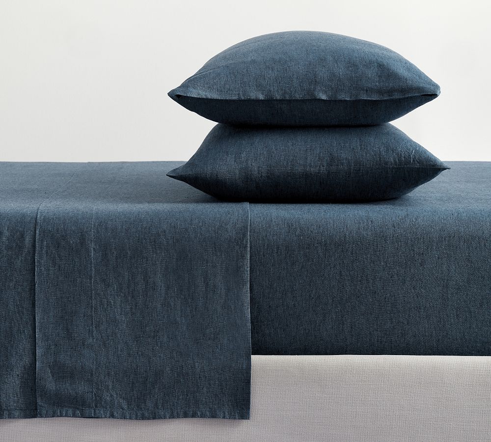 Belgian Flax Linen Classic Sheet Set - Denim, Queen