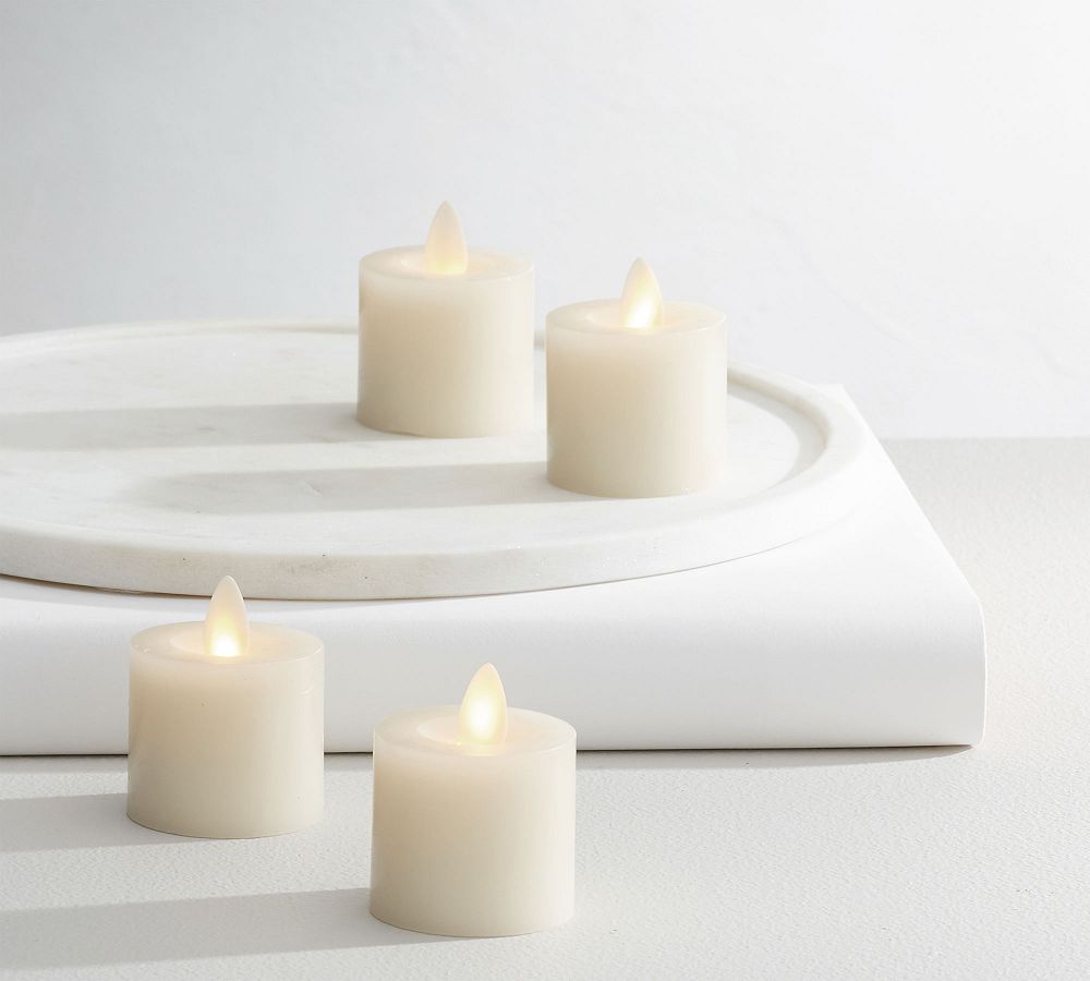Premium Flickering Flameless Wax Votive Candle - Set of 4 - Set of 4 - Ivory