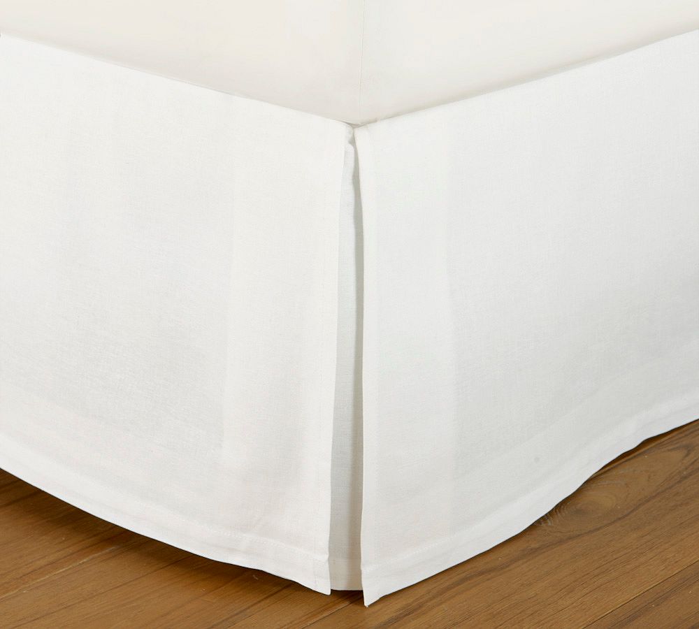 Essential Linen Cotton Bed Skirt - White, Queen, 14" Drop