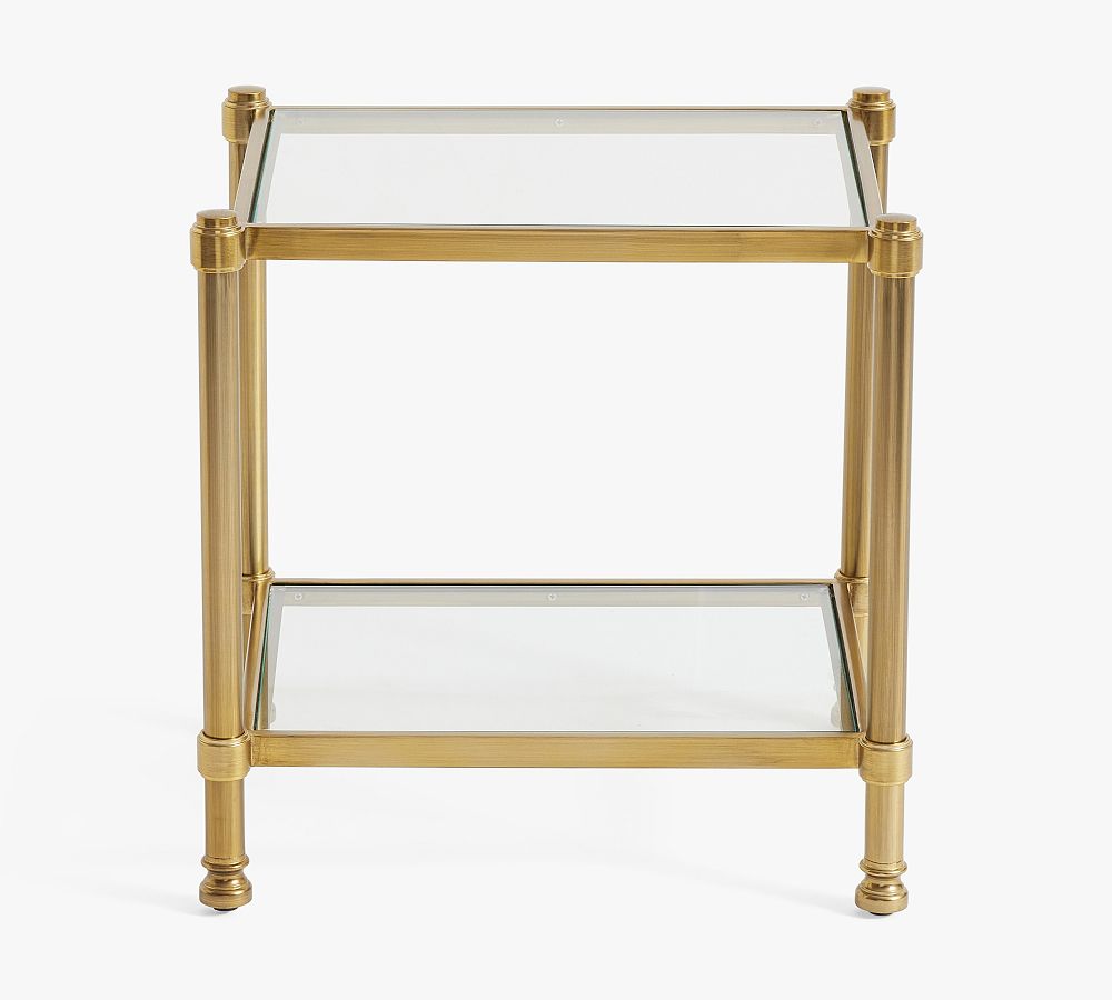 Everson Rectangular Glass Side Table (22.5") - Antique Brass, Set of 2