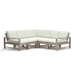 Indio Sect. 5pc-Crnr, 4 Outdoor Chair/LA/RA, HP Canvas; White