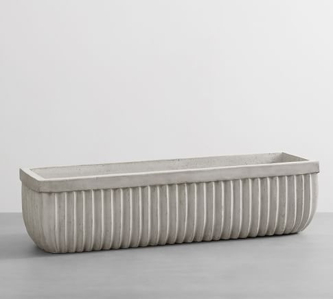 Concrete Fluted Planter, Grey,  31.5