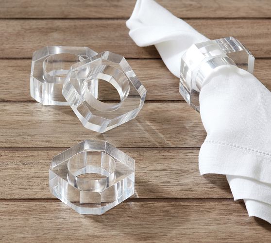 Lucite Acrylic Napkin Ring, Set of 4