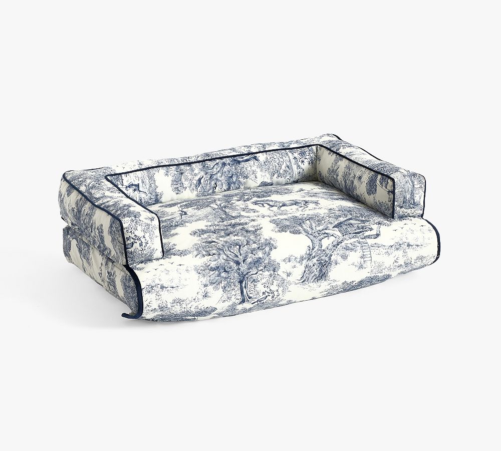 Brandon Maxwell Groveland Toile 3-in-1 Pet Bed - Navy Tiole, Medium