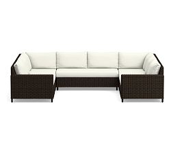 Torrey Square Arm Sectional 5pc - 1 LA Loveseat, 2 Corner, 1 Armless Loveseat, 1 RA Loveseat, High Performance Canvas; White