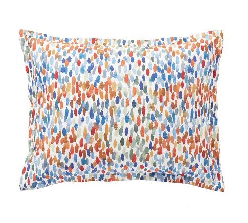 Annabel Watercolor Dot Organic Percale Sham, Multi, Standard