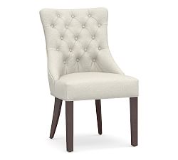 Open Box: Hayes Tufted Upholstered Dining Chair - Performance Boucle Oatmeal , Espresso Finish