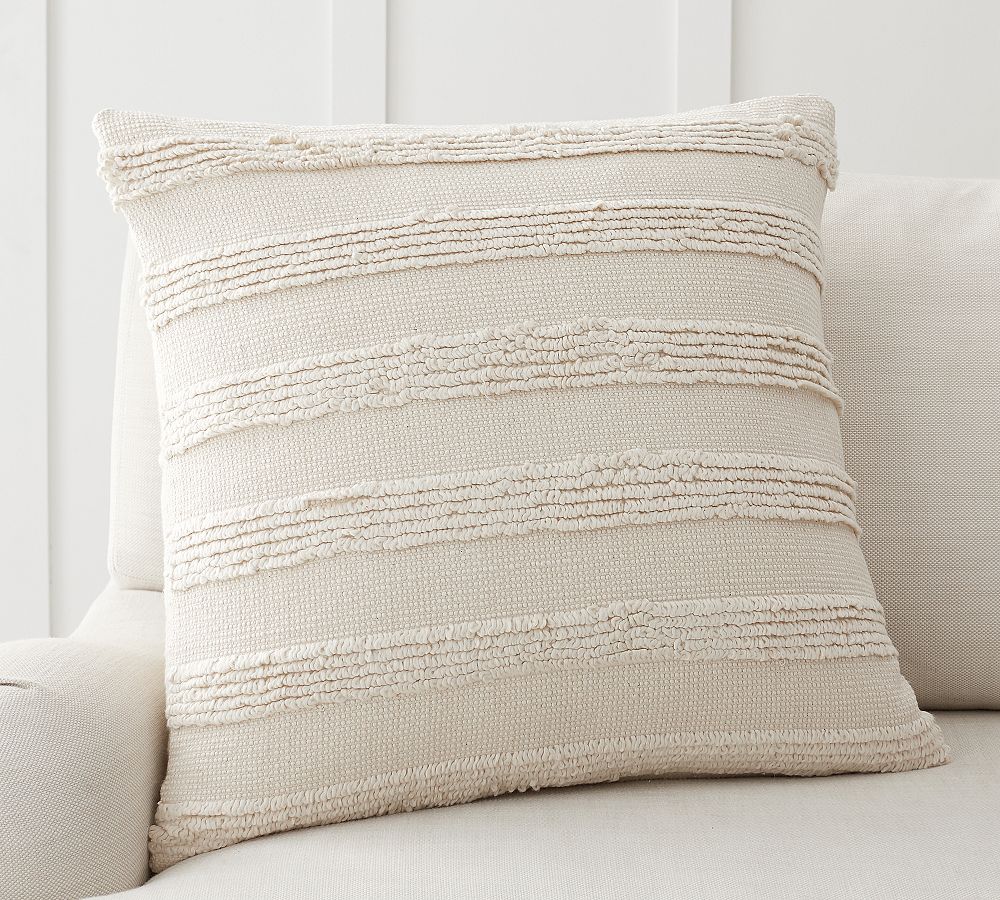 Damia Handwoven Textured Pillow - 22", Ivory Multi
