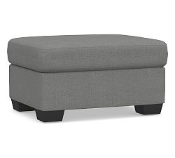 Open Box: York Upholstered Ottoman, Polyester Wrapped Cushions - Basketweave Slub Charcoal