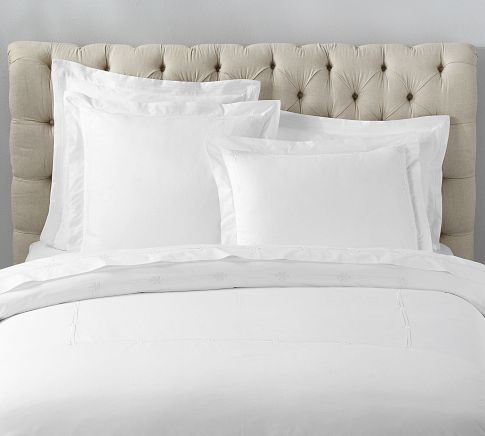 Emilia Embroidered Organic Percale Duvet Cover