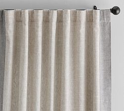 Open Box: Emery Border Linen Curtain, 50 x 108" - Oatmeal/Gray