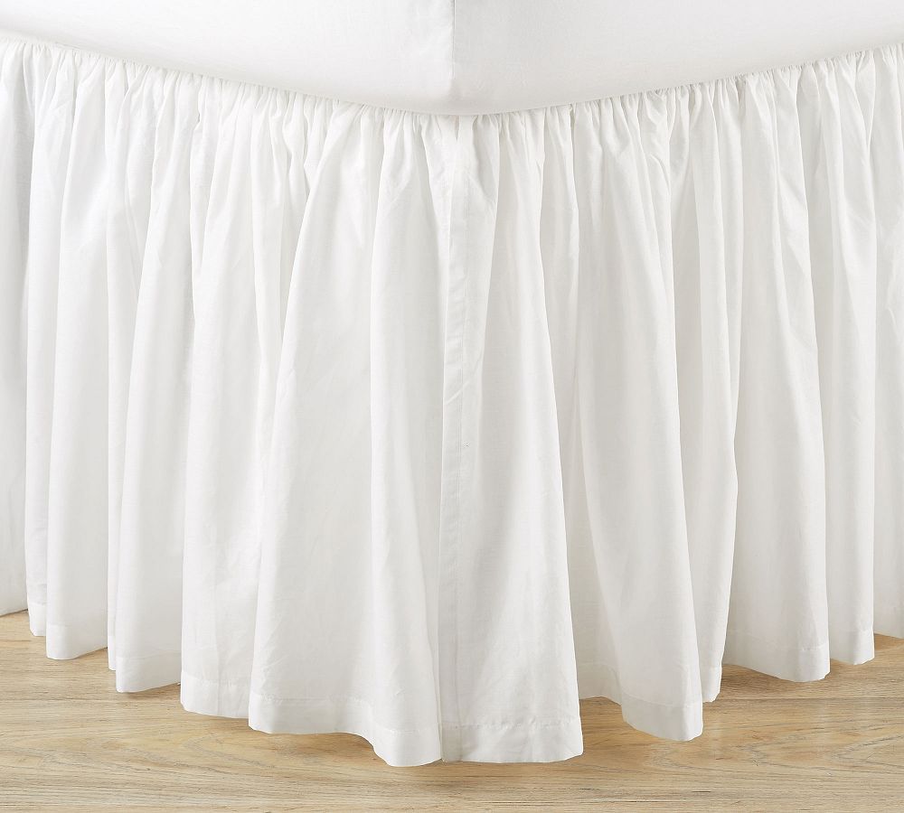 Voile Cotton Bed Skirt - White, Cal. King