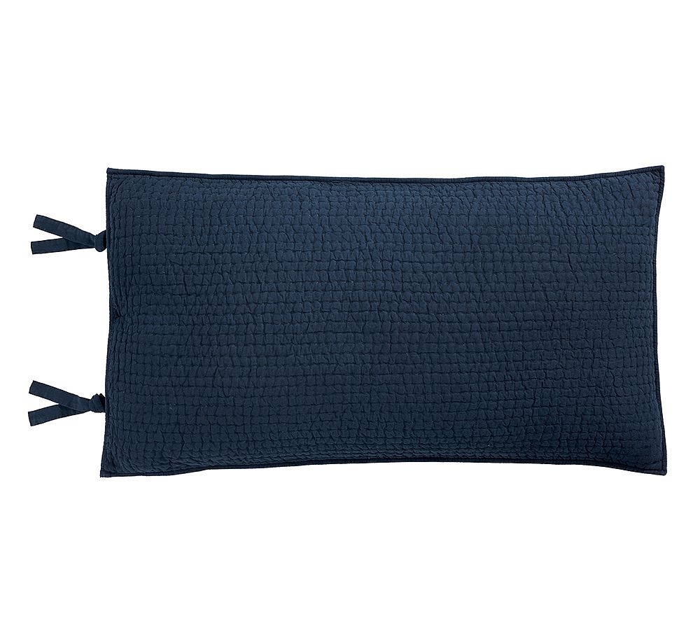 Pick-Stitch Handcrafted Cotton Linen Quilted Sham - Midnight Blue, King