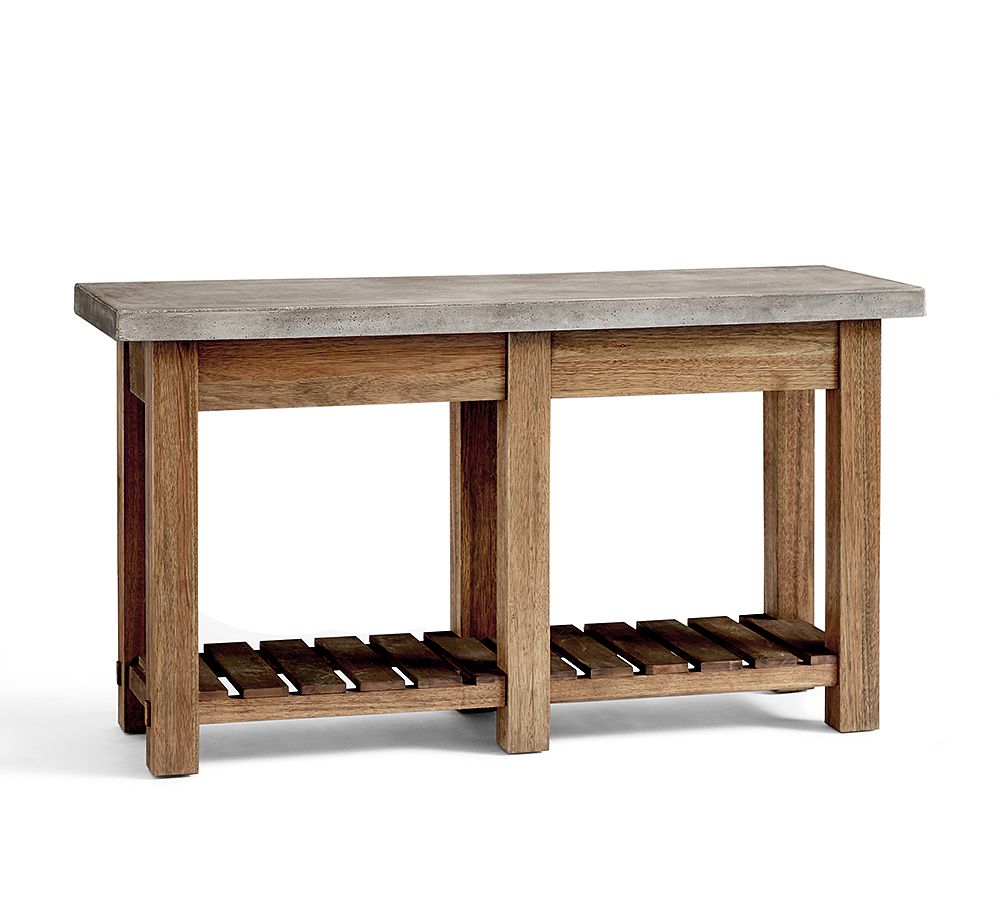 Abbott Concrete & Acacia Rectangular Outdoor Console Table (55") - BROWN