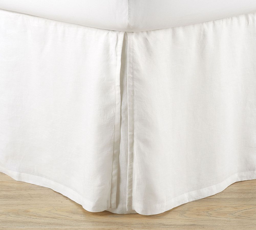 Belgian Flax Linen Bed Skirt with Side Pleats - King, 18"