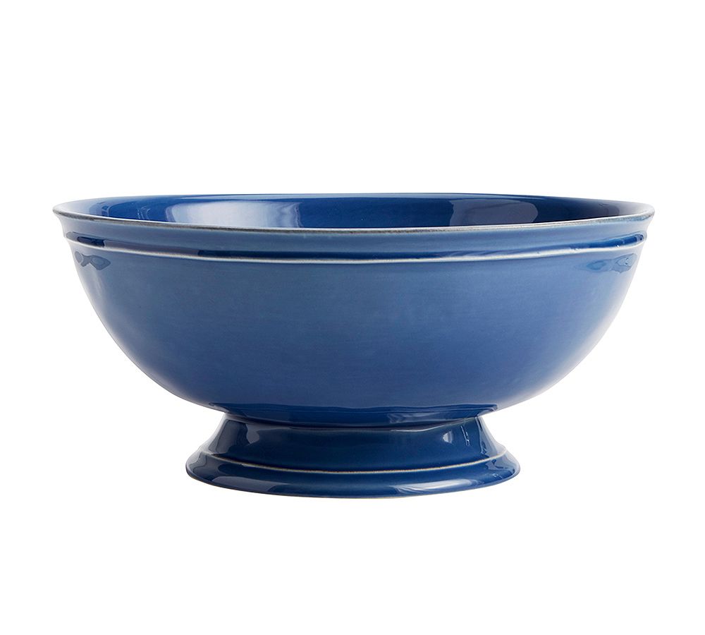 Cambria Handcrafted Stoneware Large Footed Serving Bowl - Large (12.5"dia. x 5.5"H) - Ocean Blue
