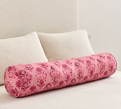 Open Box: Avani Bootah Embroidered Bolster, Pink Multi