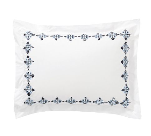 Tile Embroidered Organic Percale Sham