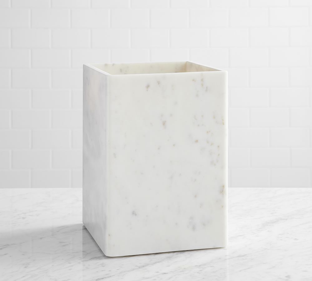 Marble Bathroom Trash Can - Frost