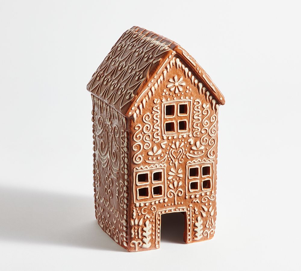 Handcrafted Gingerbread Village Houses - Tall, Brown