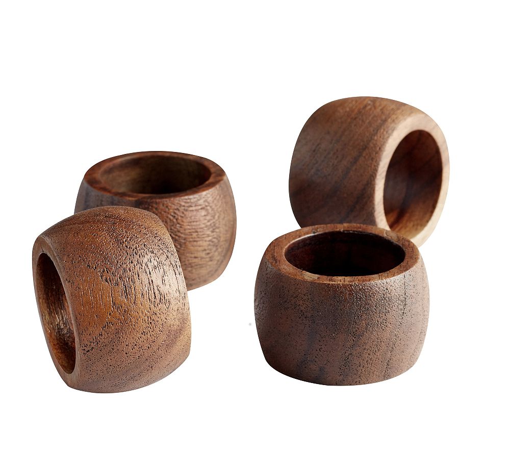 Chateau Handcrafted Acacia Wood Napkin Rings - Set of 4 - Set of 4