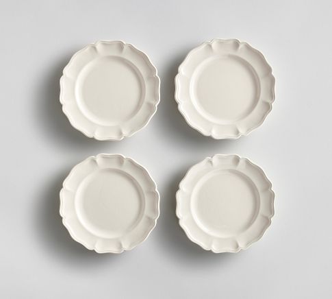 Heirloom Scalloped Bread Plates, Set of 4 - White