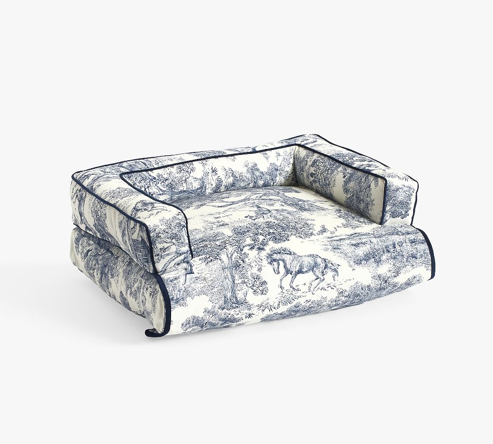 Brandon Maxwell Groveland Toile 3-in-1 Pet Bed - Navy Tiole, Small