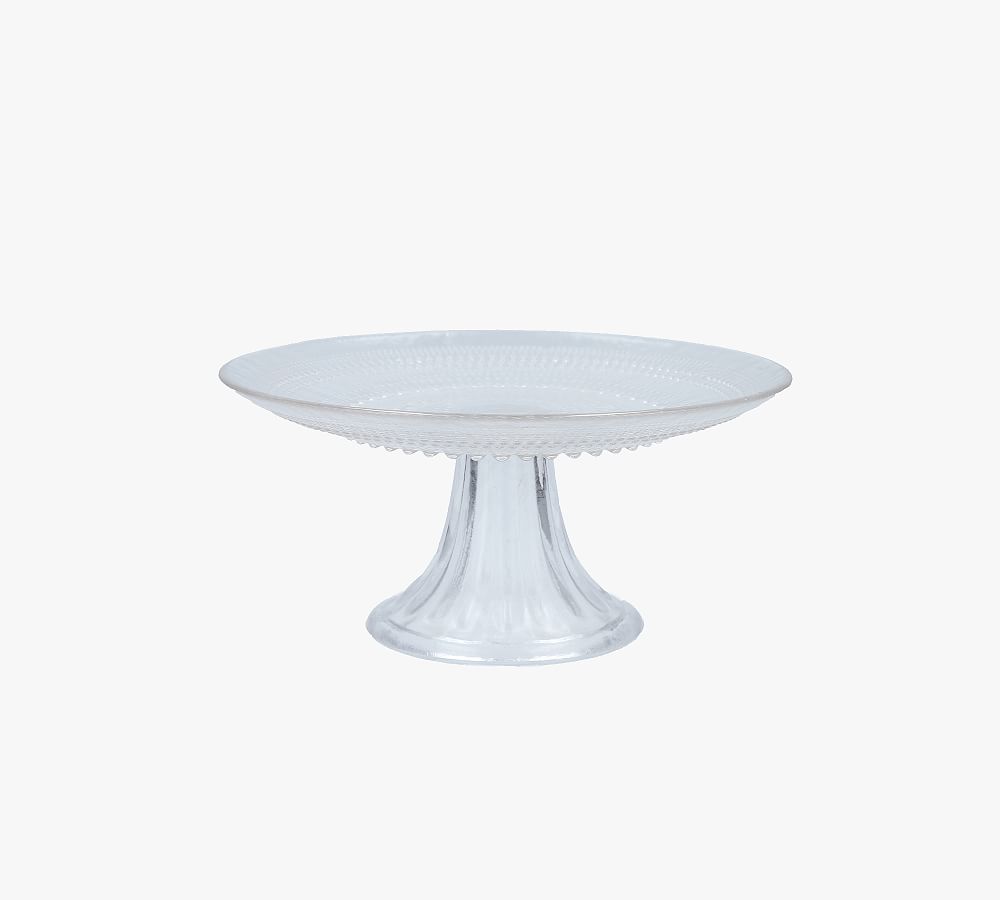 Jupiter Beaded Glass Cake Stand - Short - Clear
