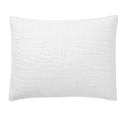 Belgian Flax Linen Handcrafted Quilted Sham, White, Standard, Set of 2