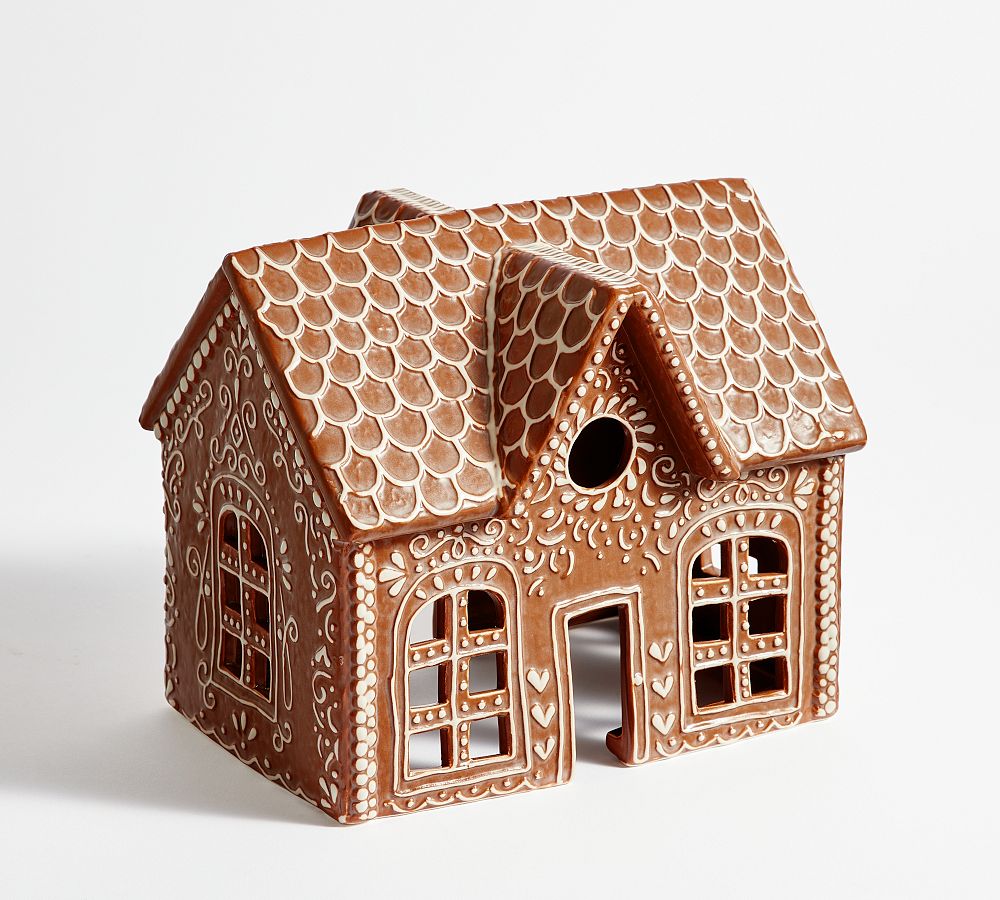 Handcrafted Gingerbread Village Houses - Wide, Brown